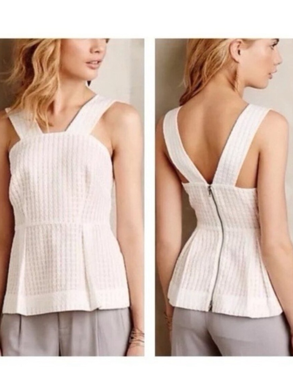 Maeve Anthropologie Basketweave Peplum Top, 2